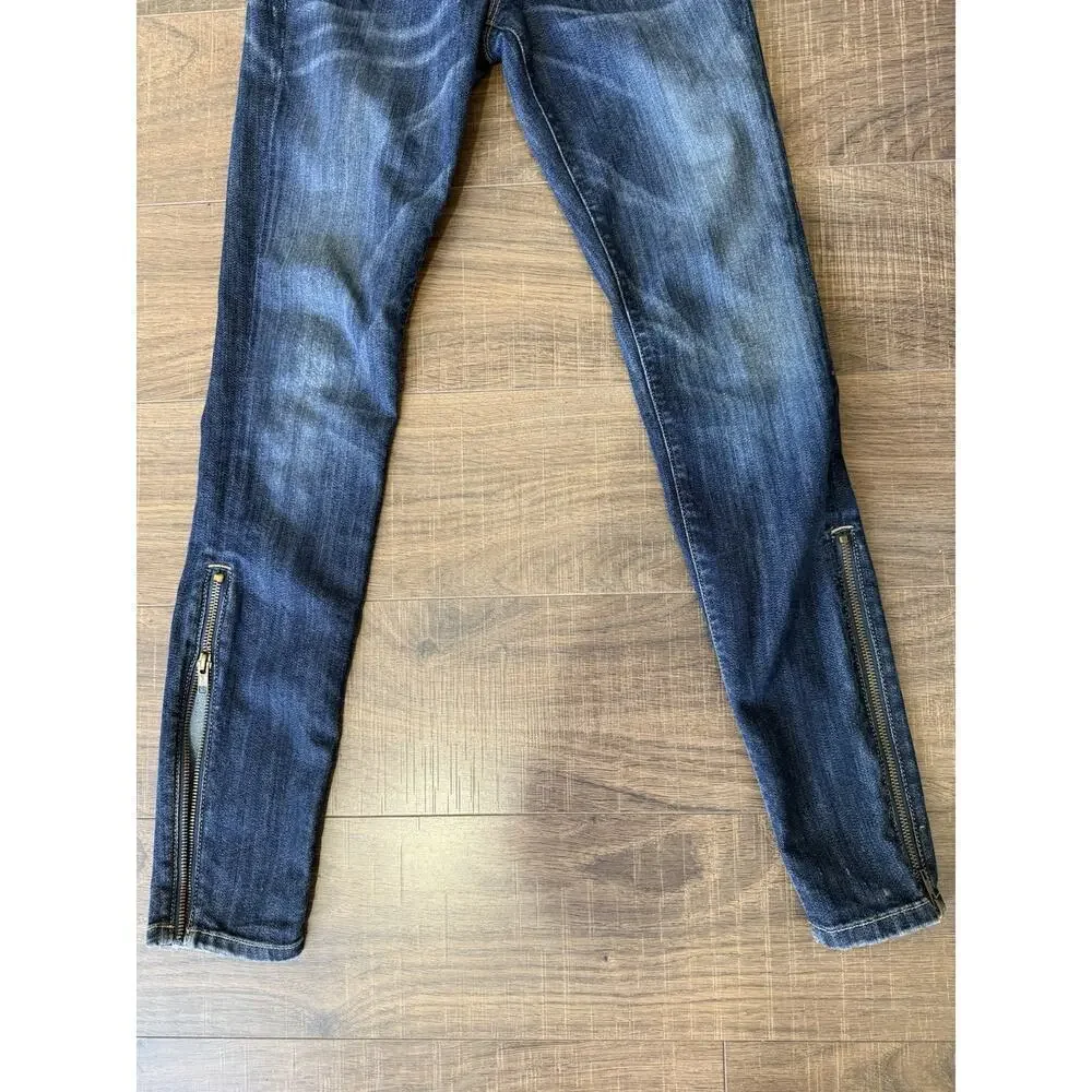 Current‎ Elliott Skinny Side Zippers Jeans Size 24 Denim Dark Blue Womens